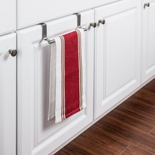Over The Door Kitchen Cabinet Dish Towel Holder Bar Dishcloth Rack Hanging Steel
