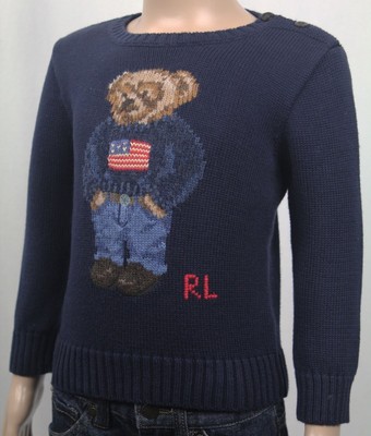 Ralph Lauren Navy Blue Patriotic Cotton Crew Neck Infant Teddy Bear Sweater NWT | eBay