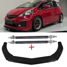 Front Bumper Lip Splitter Spoiler Glossy Black Body Kit For Honda Fit Jazz