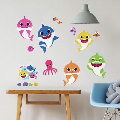 Baby Shark Peel & Stick 39 Wall Decals Tropical Characters Room Decor Stickers