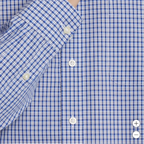 Kirkland Signature Mens Traditional Fit Dress Shirt, Blue Gray White Mini Check - 第 6/19 張圖片