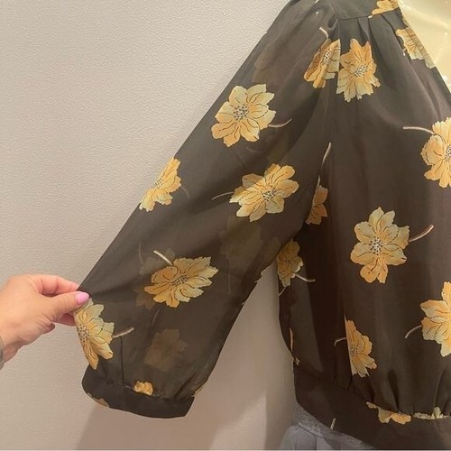 Madewell Shirt Womens Size L Effie Floral Wrap Top Olive Green Side Tie Blouse - Picture 8 of 14