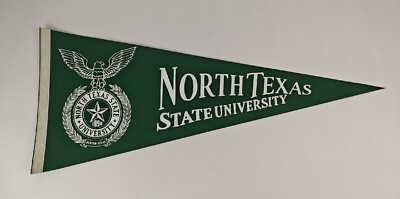 Vintage 1980s North Texas State University UNT Mean Green 30'' Pennant