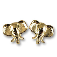 Solid 14K Yellow Gold Stud Earrings 9mm, 1.2 grams, Small Elephant Earrings