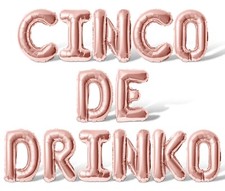 CINCO DE DRINKO Letter Balloon Banner - Cinco de Mayo Party Supply Decorations