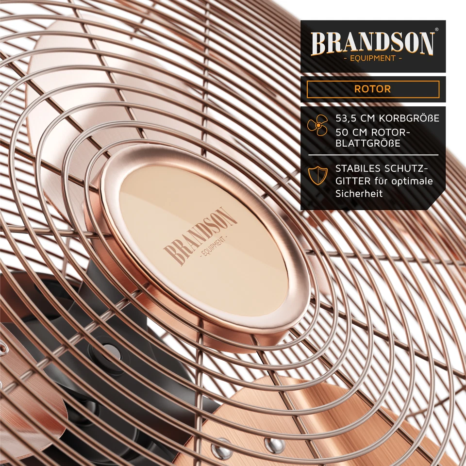 Brandson Windmaschine mit 3 Leistungsstufen | Neigbar | 50cm Ø 160W Kupfer - Bild 4 von 4