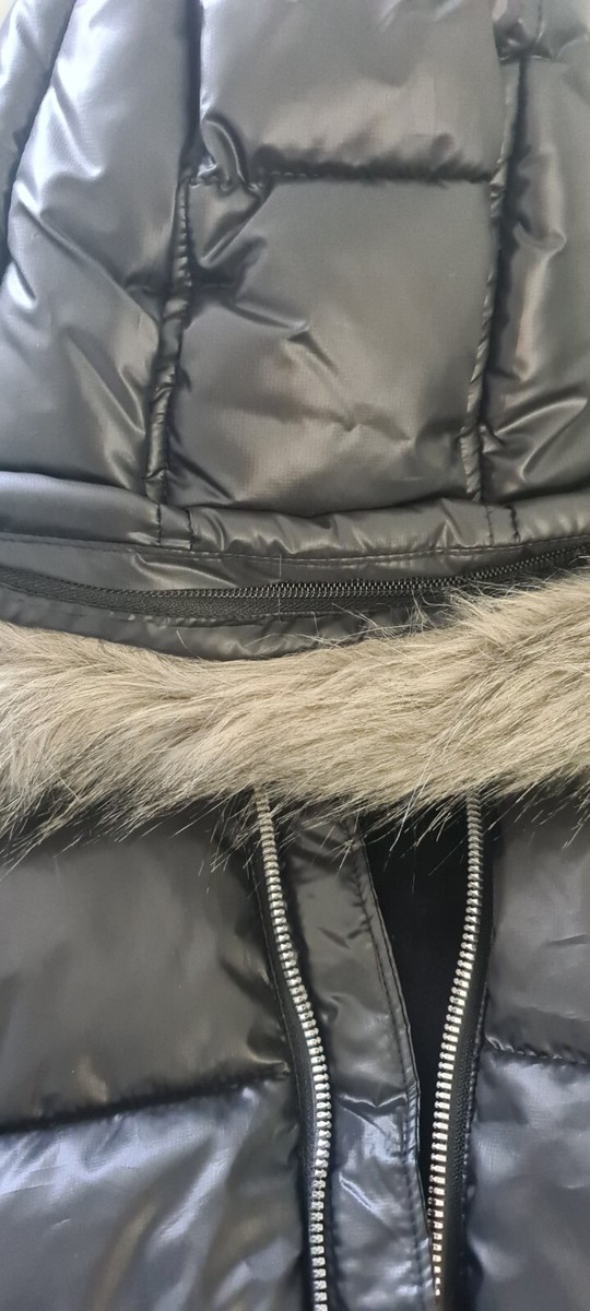 Black Levis Girls Puffer Jacket Age 16 Hooded With Detachable Fur
