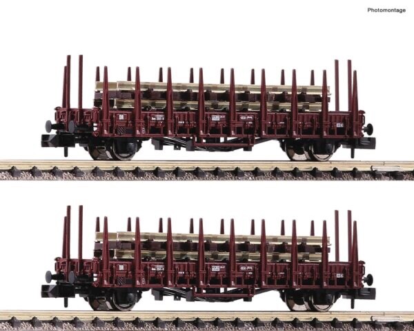 Spur N Fleischmann 825805 2-Tlg. Set: Steckrungenwagen, Dr Neu Ovp-image