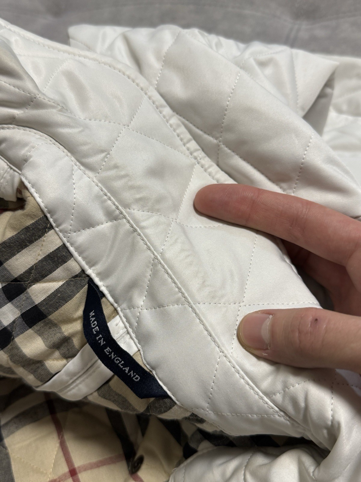 Vintage Burberry Quilted White Jacket Coat Nova Check Size 11 L Women’s thumbnail 14