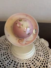 Fenton Glass Burmese Hand Painted Pink Bow Hat w/ Stand Signed GLOWS