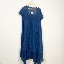 Free People Bring The Romance Blue Midi Dress Size Small