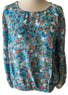 Adini 100% viscose moss crepe top long sleeve round neck elastic hem Size XXL/L2