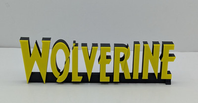Wolverine X-23 (Comic Logo) - 3D gedrucktes Logo, Schreibtisch oder Wandmontage.