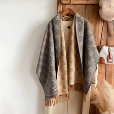 2024 Cashmere Winter Scarf Women Warm Thick Pashmina Designer Ethnic Style Print