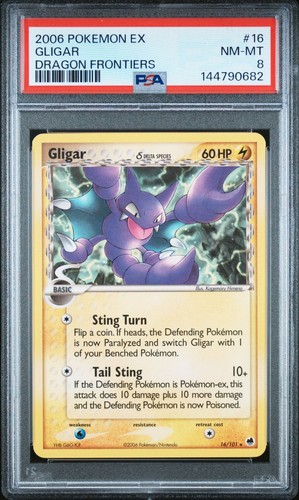 2006 POKEMON EX DRAGON FRONTIERS #16 GLIGAR PSA 8 - POP 4