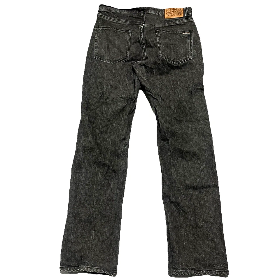 Volcom Men Jeans 29x29 Black Denim Kinkade Regular Straight Logo - Image 2 of 4