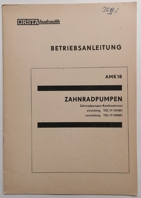 Instruction manual Orsta hydraulics, gear pumps AMK 18, 1983