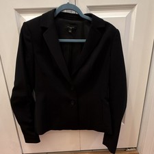 Ann Taylor Black 2-Piece Pant Suit Jacket  Pants Size 4 Notch Lapel