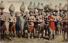 Postcard Native Beer Carriers South Africa