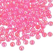 100 Pcs 8 mm Acrylic Round Beads AB Colors Clear Beads with Hole, Dark Pink