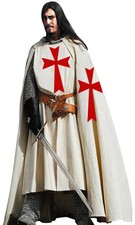 Medieval Knight Templar Surcoat Halloween Costume Hooded Cap Cloak Renaissance