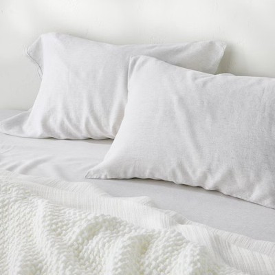 King 100% Linen Pillowcases Dark Gray Micro Striped - Casaluna