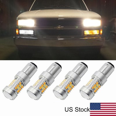 For Chevy GMC C/K1500 2500 Yukon 4x 1157 Switchback LED Turn Signal Light Bulbs