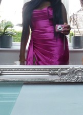 Pink Strapless Ruched Formal Bridesmaid Dress Tall L Polyester Sleeveless