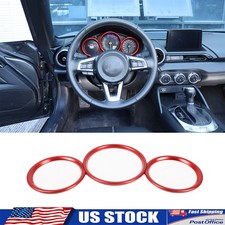 3pcs Red Aluminum Instrument Cluster Accent Trim Cover Fits Mazda Mx-5 Miata 16