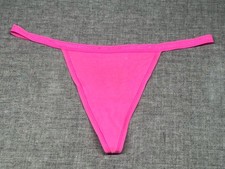 VINTAGE VICTORIA'S SECRET COTTON HEART LOGO VSTRING THONG PANTY S NEW Hot Pink