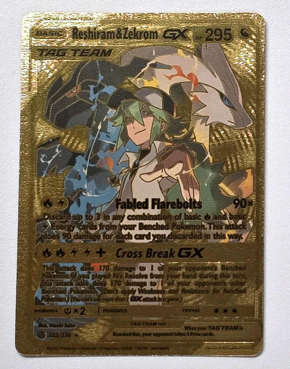 Pokémon Reshiram & Zekrom GX 295hp Tag Team Gold Foil Fan Art
