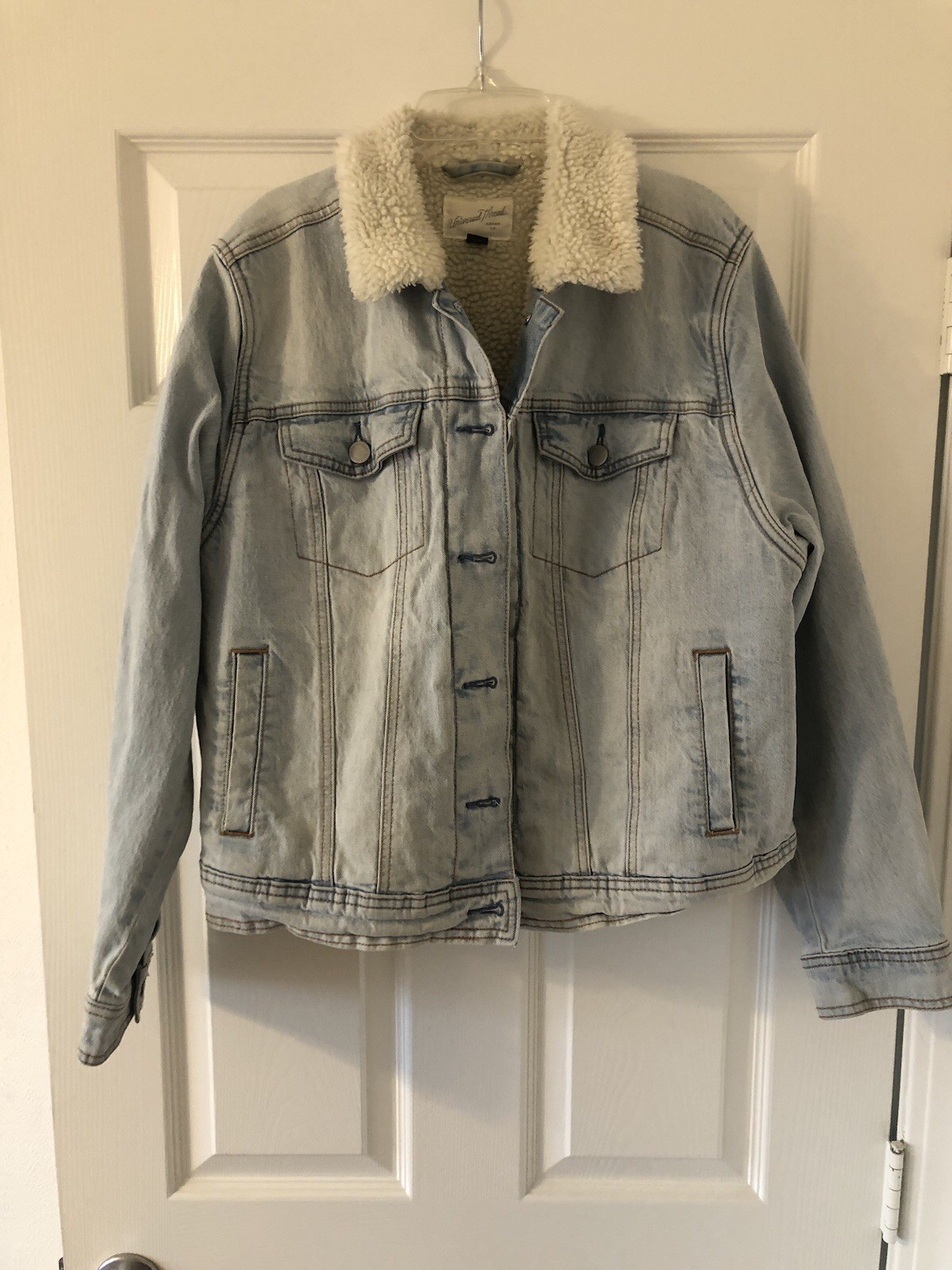 Universal Thread Large Denim Jacket Warm Fleece S… - image 1