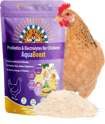 Buff Clucks AquaBoost Probiotic + Natural Electrolyte Powder for Chickens
