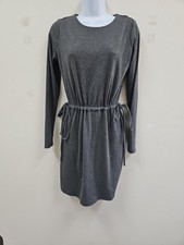 CHARLES HENRY Long Sleeve Knit Sweater Dress Charcoal X Small