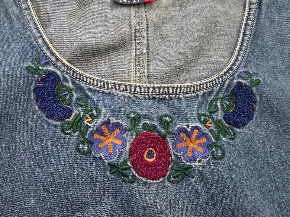 J.L.N.Y. VESTIDO JUMPER DEPORTIVO MUJER 2XL BORDADO DENIM MIDI ABERTURA Foto 4 de 4