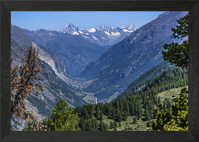 Alpental Landschaft mit Schnee-C gerahmtes Wandbild Poster Leinwanddruck Bild