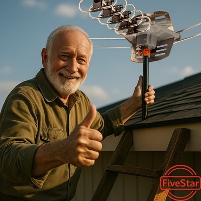 HDTV Antenna Outdoor 1080P Amplified Digital UHF VHF FM Splitter 360 Rotor Pole