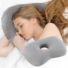 Ear Piercing Pillow with an Ear Hole, Cotton and Polyester Side Sleeping Pillow