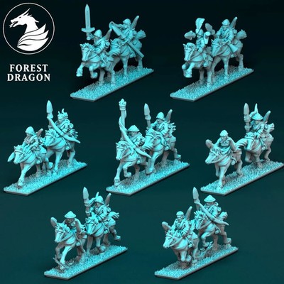 Forest Dragon - Chivalric Knights Mounted Squires(10mm Epic Scale Fantasy Minis)