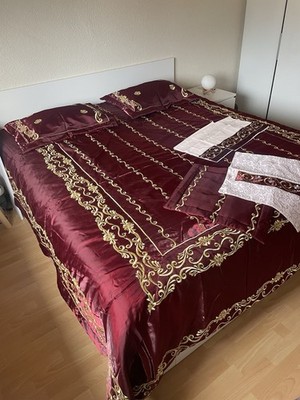 Sultan-Bettwäsche-Set im osmanischen Stil   Bordeaux & Gold | Handgefertigt,