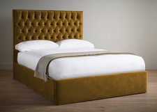 Chesterfield Design Englisches 140/160/180x200 Betten Doppelbett Gelb Polster