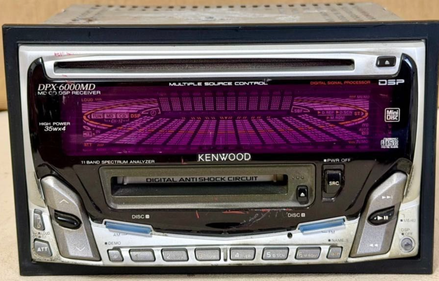 KENWOOD DPX-6000MD MD/CD Receiver Double DIN Car Stereo – Tested