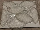 VTG Anchor Hocking Clear Daisy & Button Fan Shaped Snack Plates Set of 6 + 1