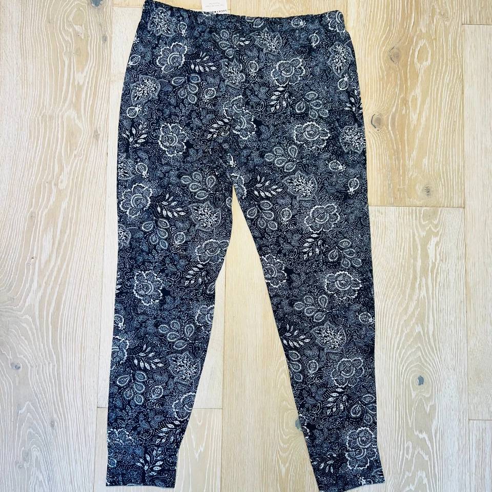 Lucky Brand - Pajama Jogger Pants Women's S Navy Paisley NWT Elastic Tie Waist - Image 3 of 4