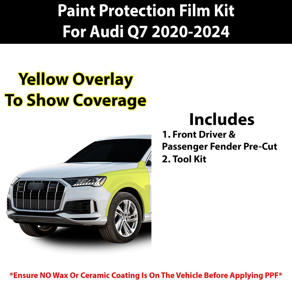 Sujetador transparente con película de protección de pintura precortada PPF para Audi Q7 2020+ Foto 2 de 4