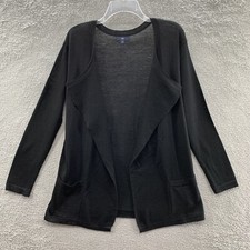 GAP  Women's Black Textured Wool Blend Cardigan Sweater Open Front Pockets M