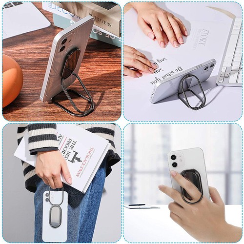 1Ps Finger Ring Phone Holder Kickstand Foldable 360° Rotation Back Grip Magnetic - Photo 3 sur 15