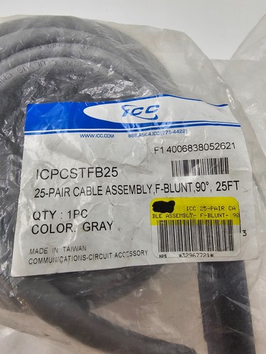 ICC Female to Blunt Telco Cable Assembly in 25 Pair 25 FT Gray ICPCSTFB25 - Picture 2 of 3