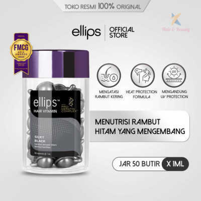 ELLIPS Hair Vitamin Pro Keratin Silky Black Hair Soft Aloe Vera Nourish 50 Caps