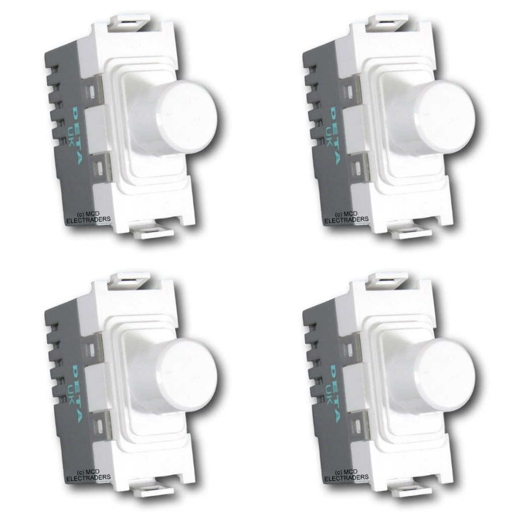 4 x Deta G3526 LED Grid Dimmer Switch Modules 2 Way 250 Watt White